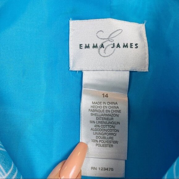 Emma James Linen Cotton Blazer Blue Ombre - Picture 11 of 14